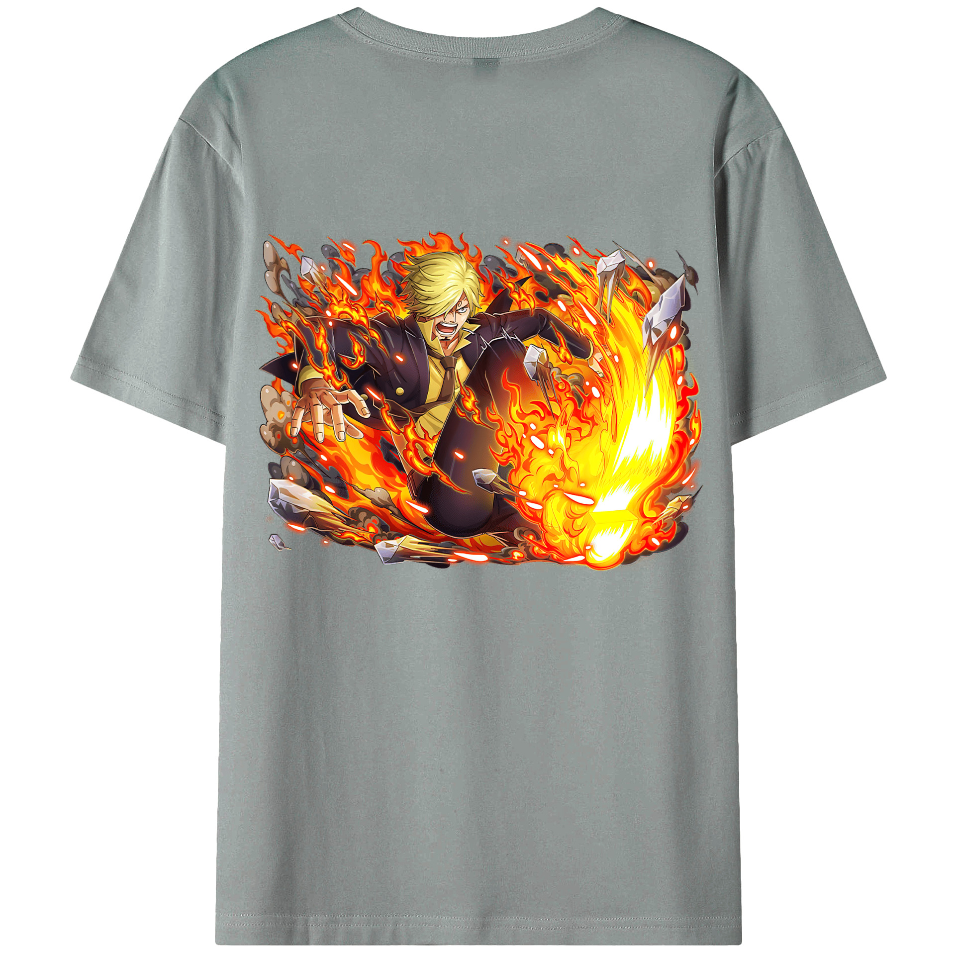（画像用） ワンピース サンジ ONE PIECE Sanji 綿100％ メンズ半袖Tシャツ（バックプリント） 通気性